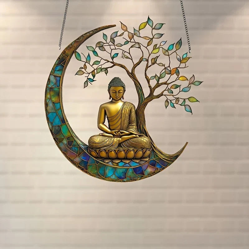 Cattura Sole in Acrilico ZenLight | Decorazione Buddha 2D | Accessorio per Finestra e Casa | Design per Stanze Spirituali