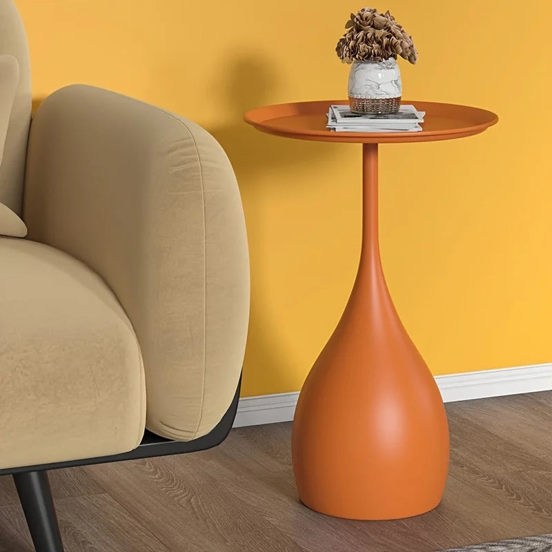 Ariessa - Tavolino rotondo mobile con luce, design mini di lusso per divano o letto