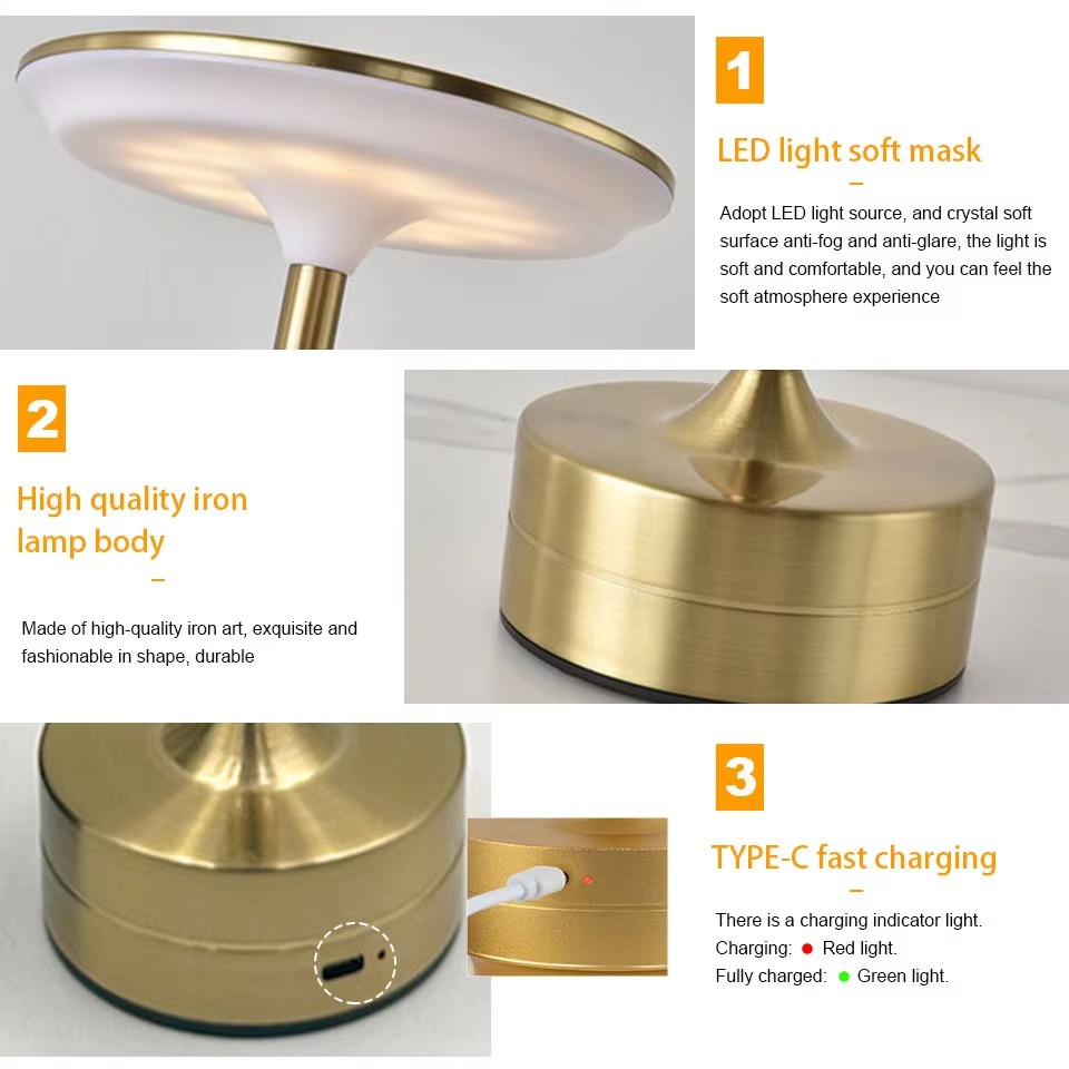 Lampada da tavolo a LED ricaricabile USB con sensore touch