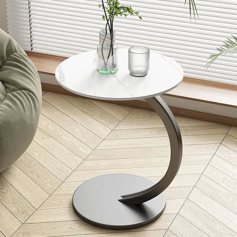 Tavolino Rotondo Compatto per Soggiorno e Camera da Letto con Struttura Stabile