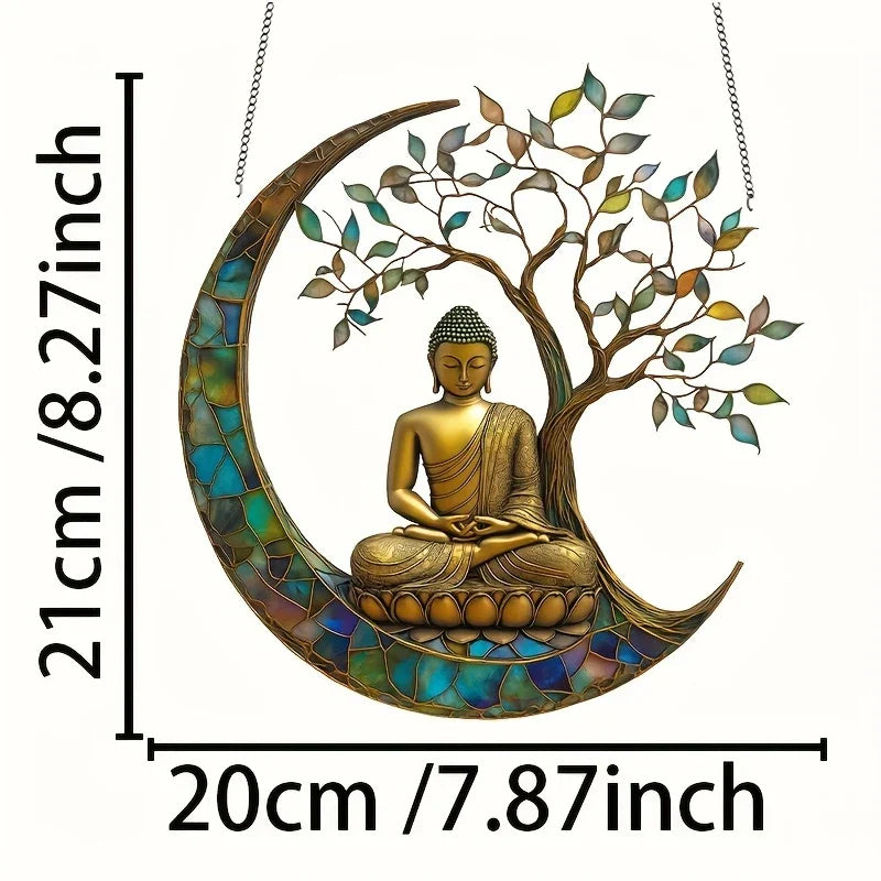 Cattura Sole in Acrilico ZenLight | Decorazione Buddha 2D | Accessorio per Finestra e Casa | Design per Stanze Spirituali