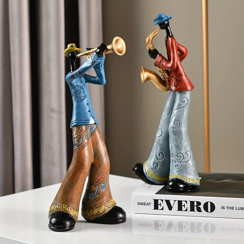 Statua in Resina di Musicista Jazz Decorazione Musicale