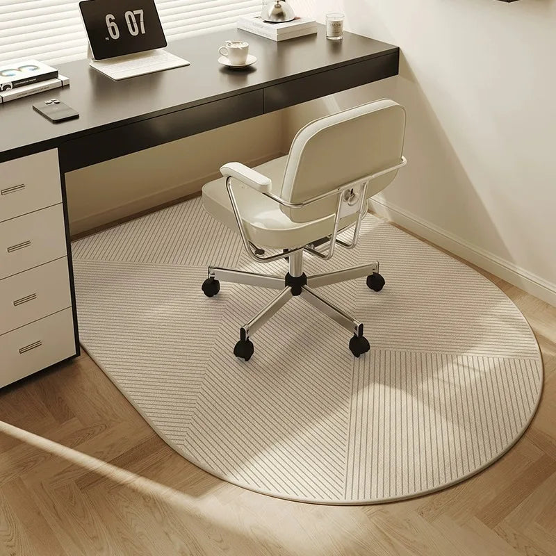 Tappetino per Sedia Ufficio Rotondo 100cm – Protettore per Pavimento Antiscivolo a Strisce Beige