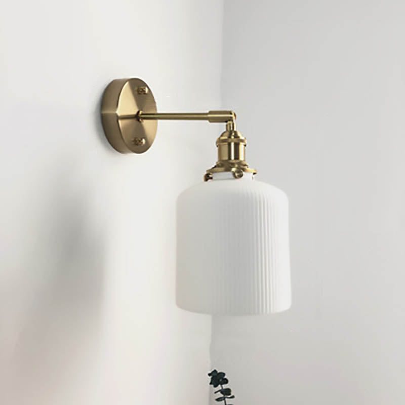 Lampada da Parete Ovale Cilindrica Minimalista Retro Giapponese in Ottone Lucite a 1 Luce