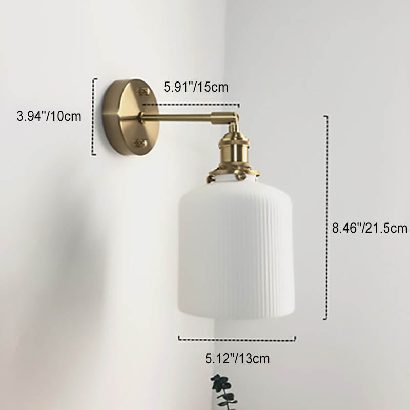 Lampada da Parete Ovale Cilindrica Minimalista Retro Giapponese in Ottone Lucite a 1 Luce