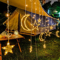 Luci a Stringa Solari con Forme di Stella e Luna Appese