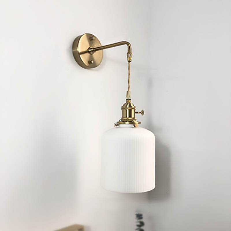 Lampada da Parete Ovale Cilindrica Minimalista Retro Giapponese in Ottone Lucite a 1 Luce
