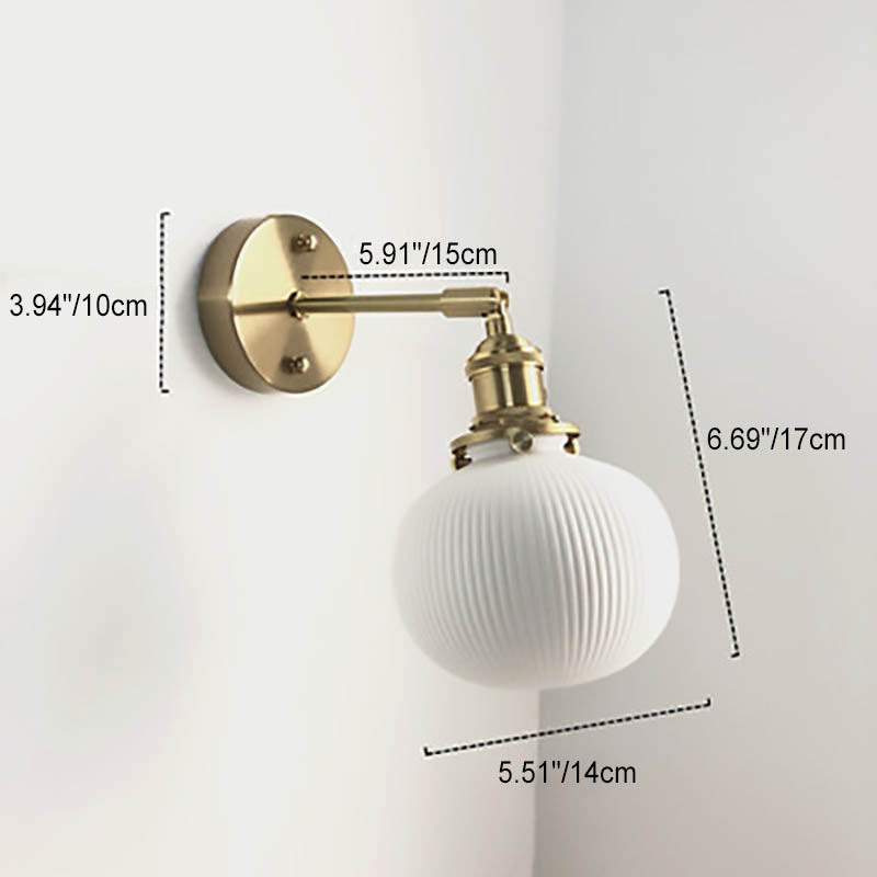 Lampada da Parete Ovale Cilindrica Minimalista Retro Giapponese in Ottone Lucite a 1 Luce