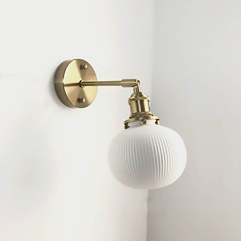 Lampada da Parete Ovale Cilindrica Minimalista Retro Giapponese in Ottone Lucite a 1 Luce