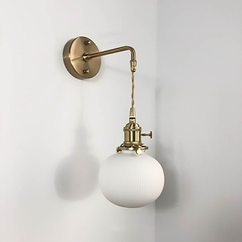 Lampada da Parete Ovale Cilindrica Minimalista Retro Giapponese in Ottone Lucite a 1 Luce