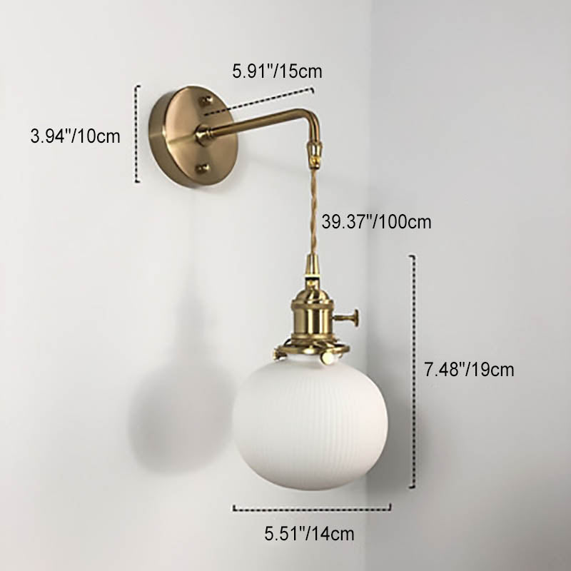 Lampada da Parete Ovale Cilindrica Minimalista Retro Giapponese in Ottone Lucite a 1 Luce