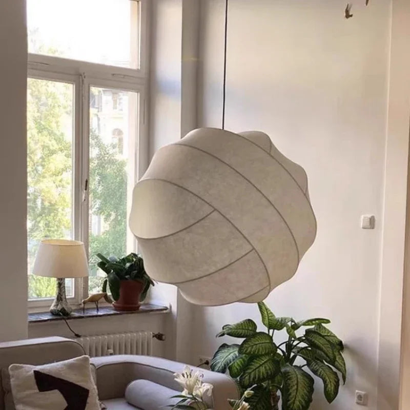 Lampada a sospensione in seta Wabi Sabi giapponese per interni moderni