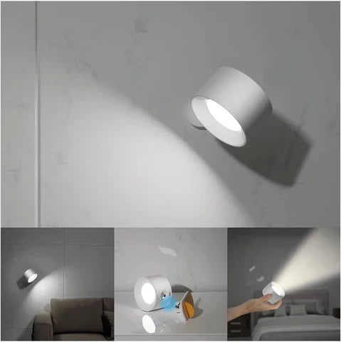 Spotlight Lampada da Parete Senza Fili - Rotazione 360°, Dimmerabile, Lampada da Parete Ricaricabile