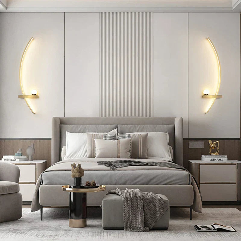Lampada da Parete Contemporanea Edge – Nera & Oro Illuminazione Interna/Esterni per Stanze Moderne