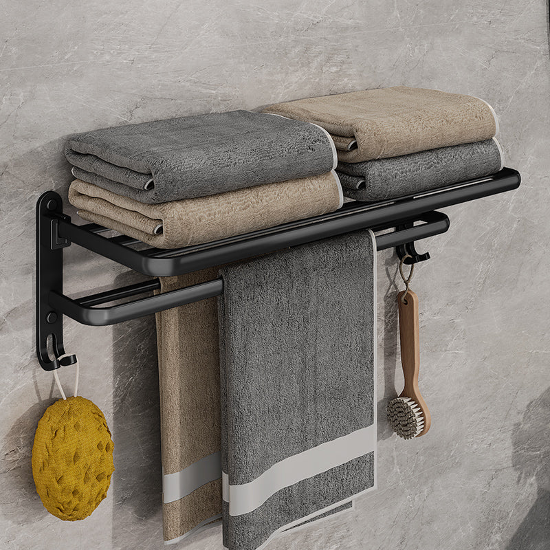 EasyFold Nero Supporto per Asciugamani Pieghevole da Parete – Salvaspazio & Elegante per Bagno