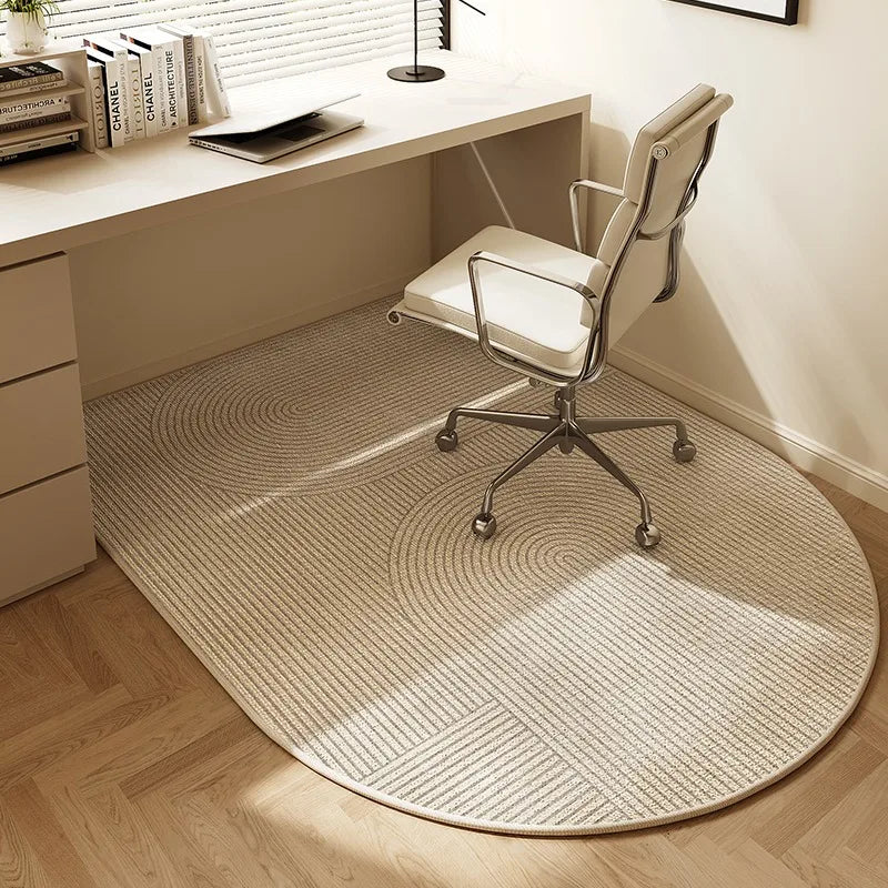 Tappetino per Sedia Ufficio Rotondo 100cm – Protettore per Pavimento Antiscivolo a Strisce Beige