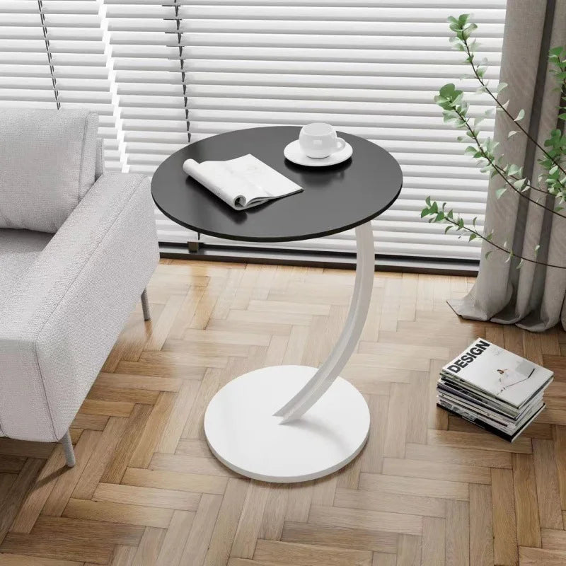 Tavolino Rotondo Compatto per Soggiorno e Camera da Letto con Struttura Stabile