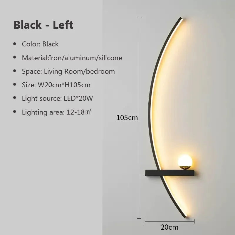 Lampada da Parete Contemporanea Edge – Nera & Oro Illuminazione Interna/Esterni per Stanze Moderne