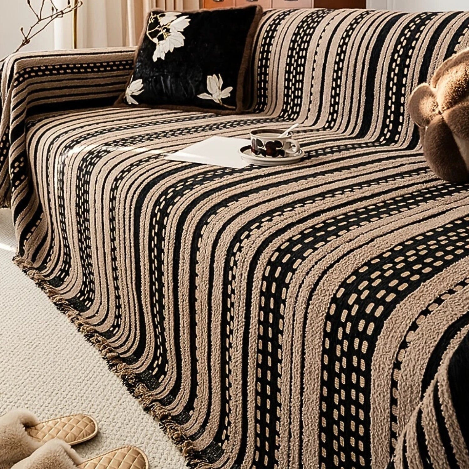 Copertura per Divano Boho in Peluche Stile Sahara