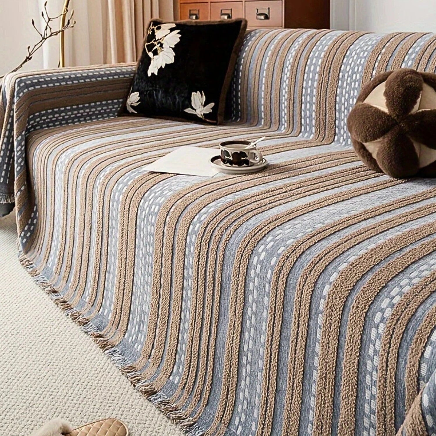 Copertura per Divano Boho in Peluche Stile Sahara