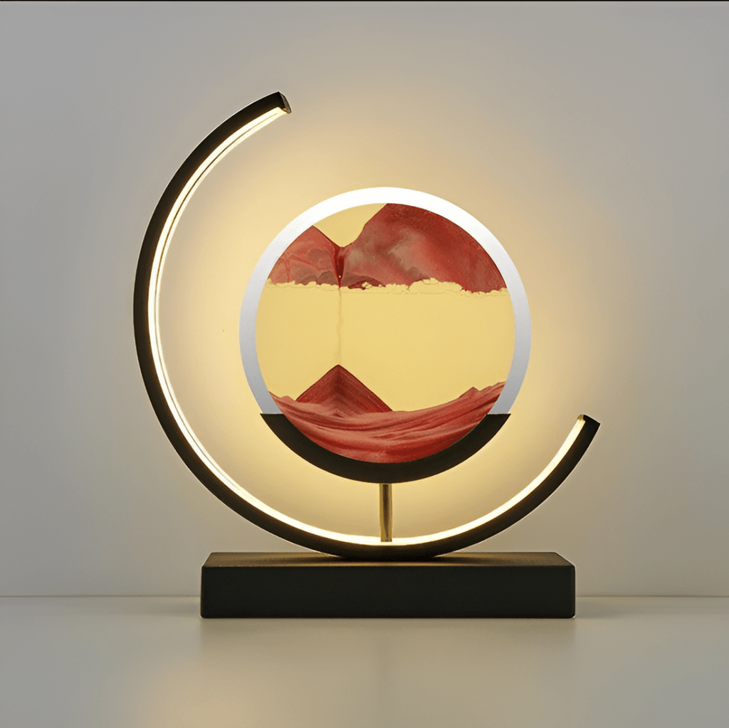 Lampada di sabbia con sabbia in movimento e illuminazione LED dimmerabile per un'atmosfera di relax