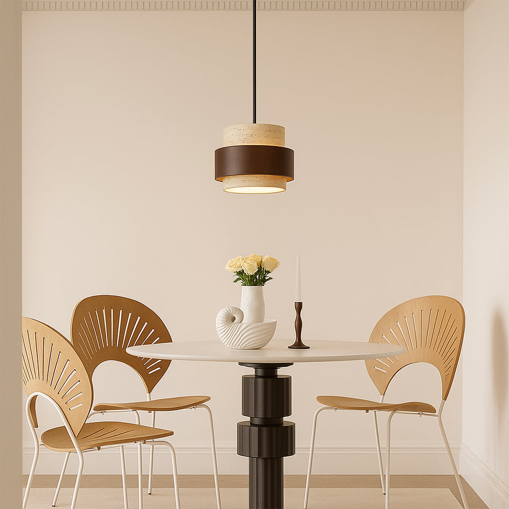 Luce a Sospensione in Pietra e Legno Raffinato per Interni Moderni