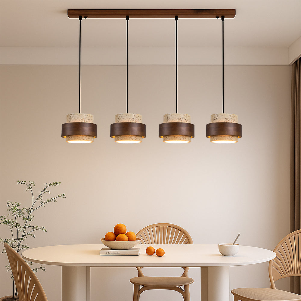 Luce a Sospensione in Pietra e Legno Raffinato per Interni Moderni