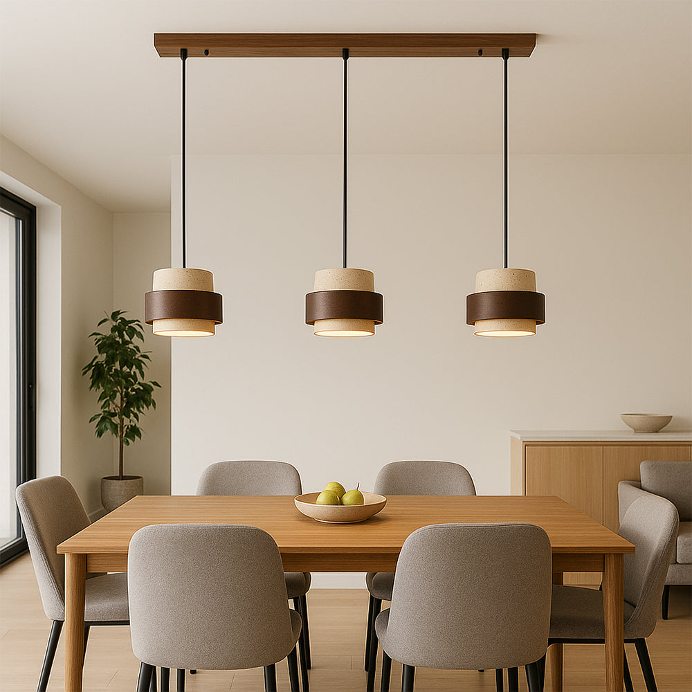 Luce a Sospensione in Pietra e Legno Raffinato per Interni Moderni