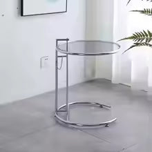 Solvane - Tavolino da Caffè in Vetro con Struttura in Acciaio Inossidabile
