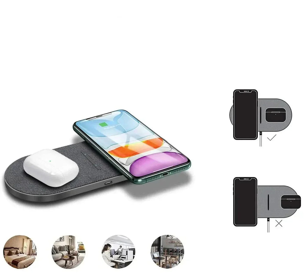 POWERDOCK – Stazione di Ricarica Wireless da 40W per iPhone, AirPods e Samsung