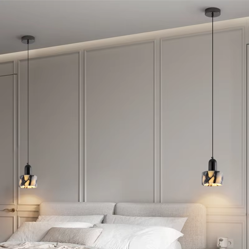 Lampada a sospensione in marmo nero per interni moderni