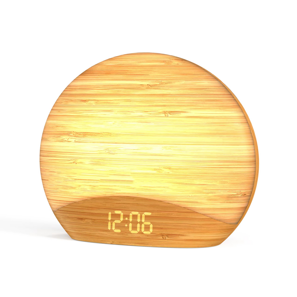 Sveglia Luce del Mattino con 8 Colori, 26 Suoni del Sonno e Design in Legno
