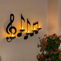 Applique a forma di nota musicale nera | Porta candele da parete | Illuminazione a tealight | NotenFlair