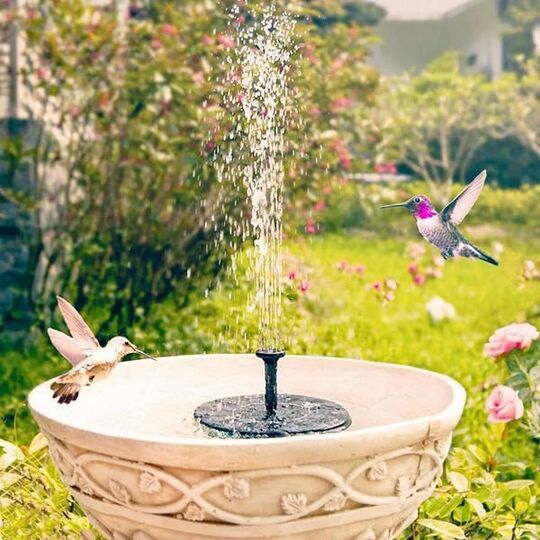 Fontana d'acqua galleggiante solare | 6 teste di fontana | Laghetto, abbeveratoio per uccelli e giardino | AquaRise