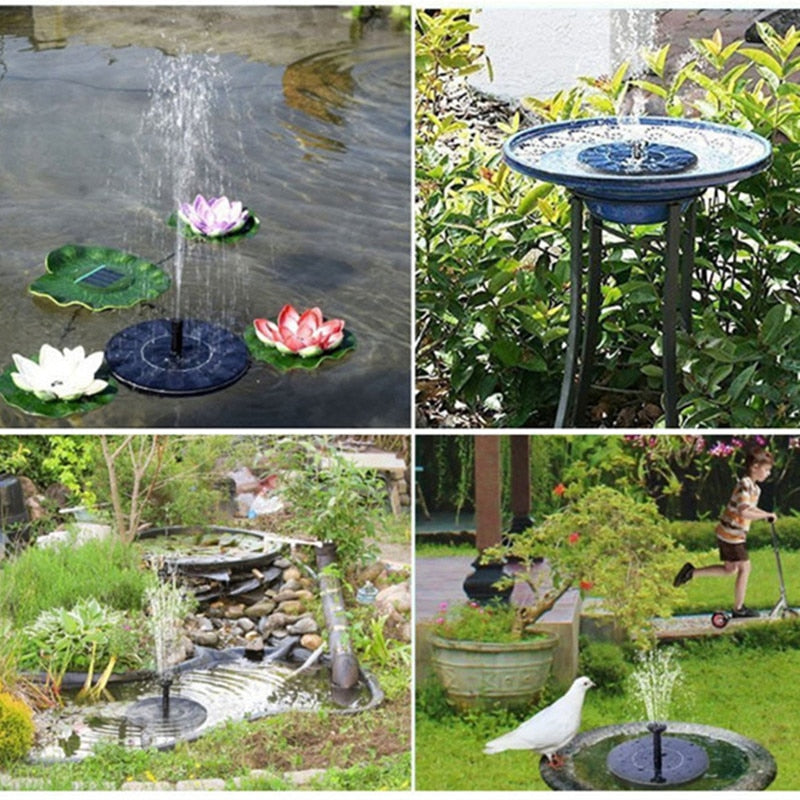 Fontana d'acqua galleggiante solare | 6 teste di fontana | Laghetto, abbeveratoio per uccelli e giardino | AquaRise