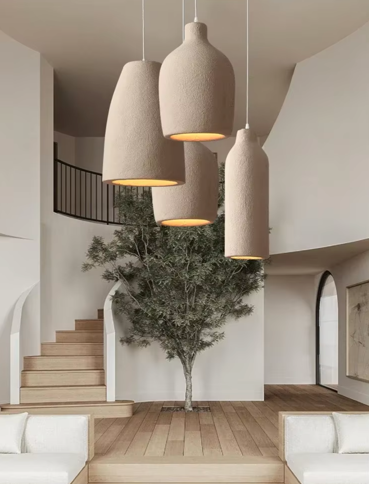 Lampada a sospensione semplice e grezza ispirata al Wabi Sabi