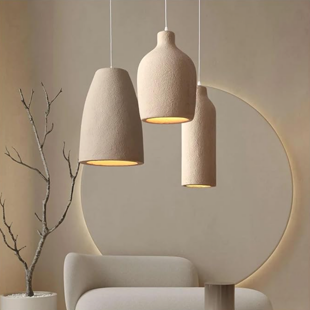 Lampada a sospensione semplice e grezza ispirata al Wabi Sabi