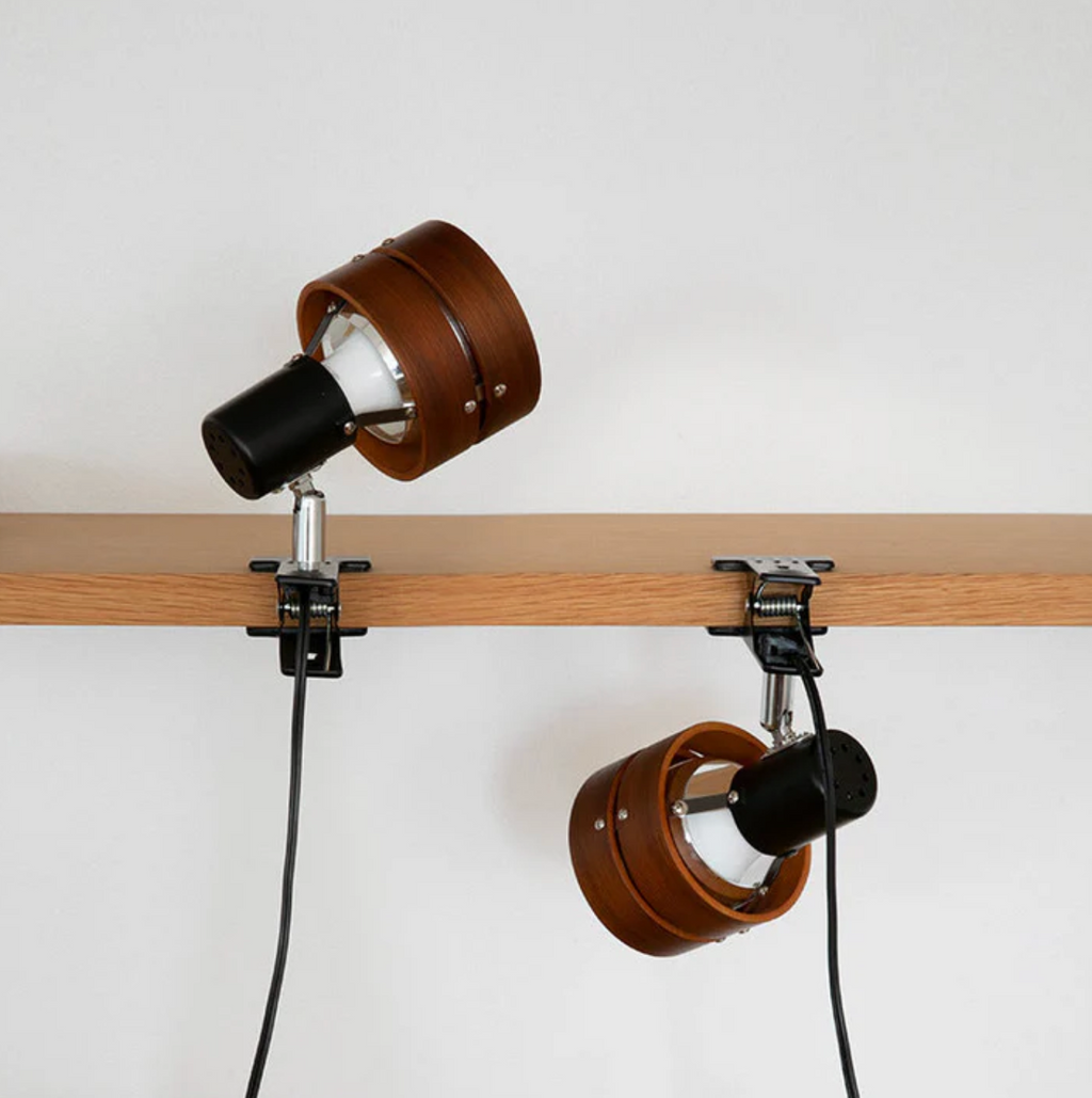 Lampada Clip Regolabile Retro in Legno e Metallo da Scrivania