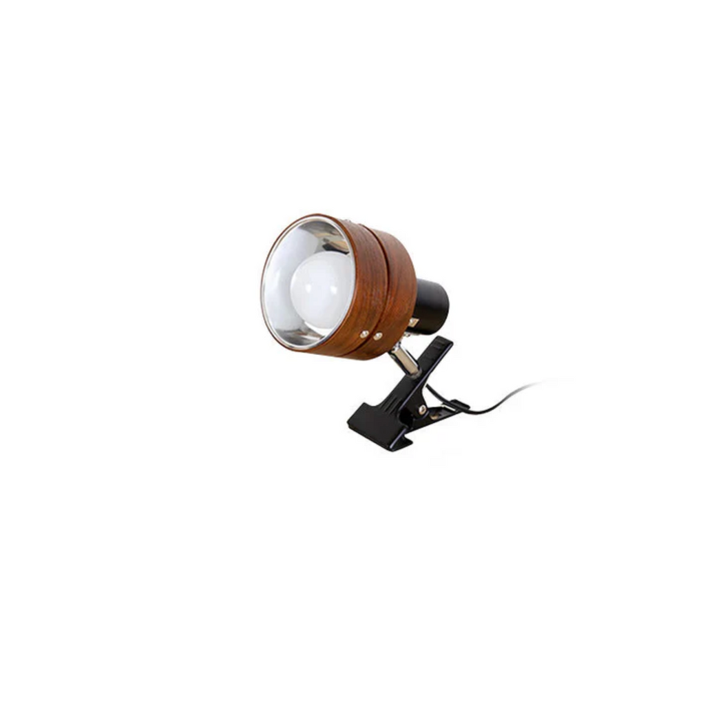 Lampada Clip Regolabile Retro in Legno e Metallo da Scrivania