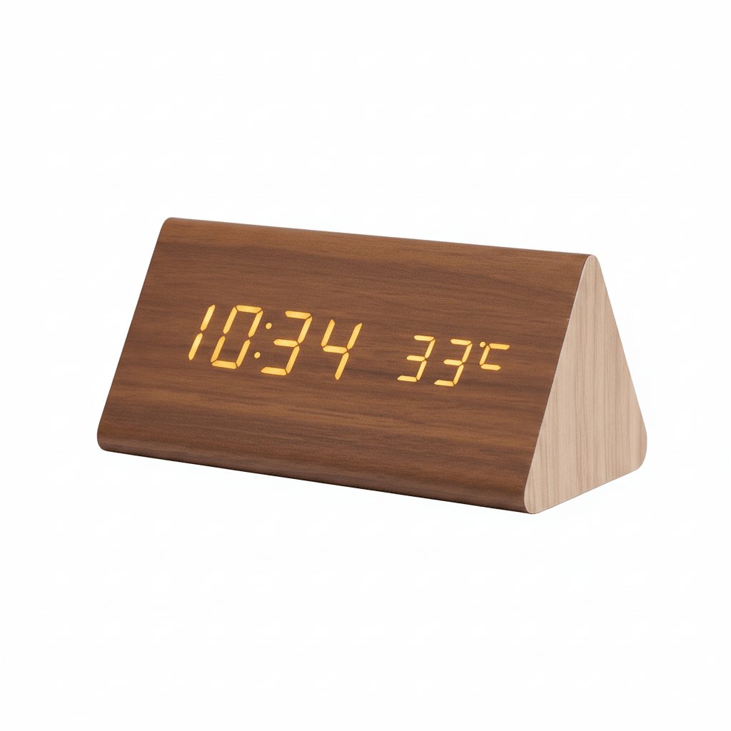 WOODSENSE – Orologio in legno LED con controllo vocale per una visualizzazione elegante del tempo