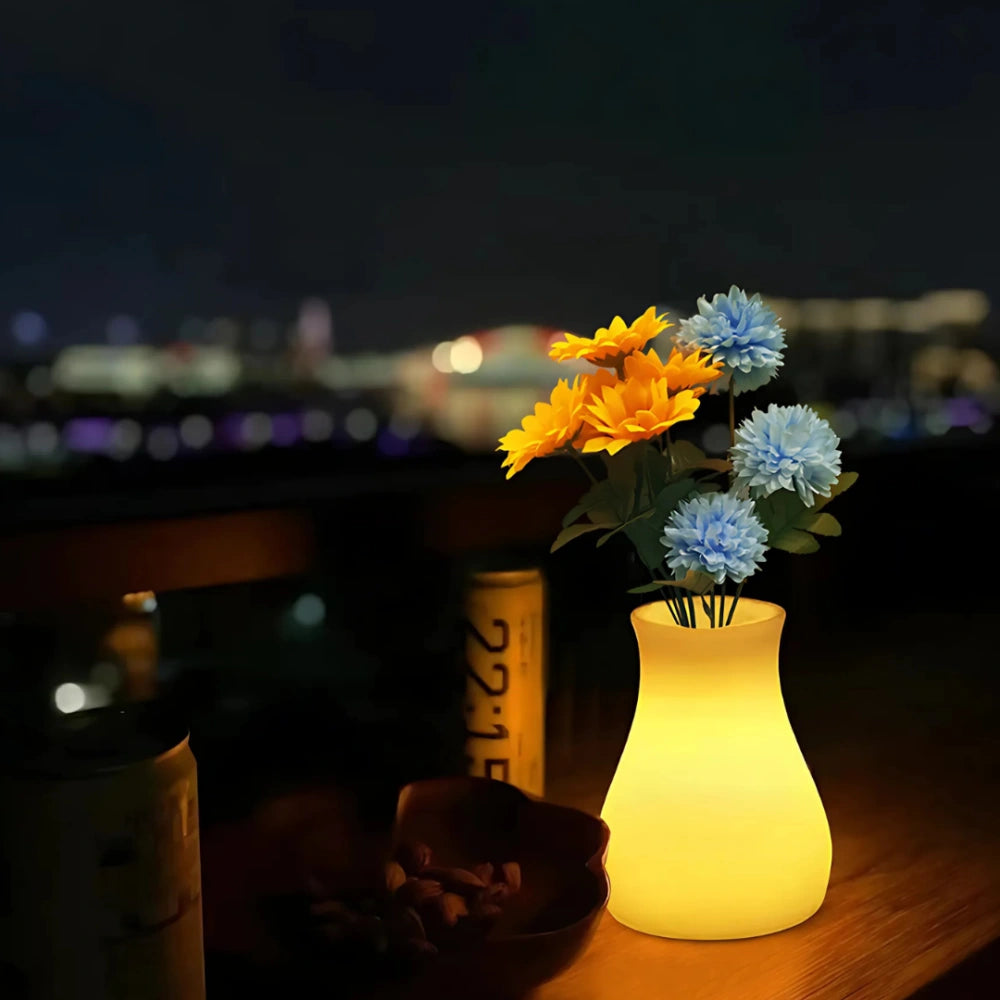 Avara – Vaso Scultoreo con Illuminazione Ricaricabile e Telecomando – Impermeabile per Interni ed Esterni, 16 Colori