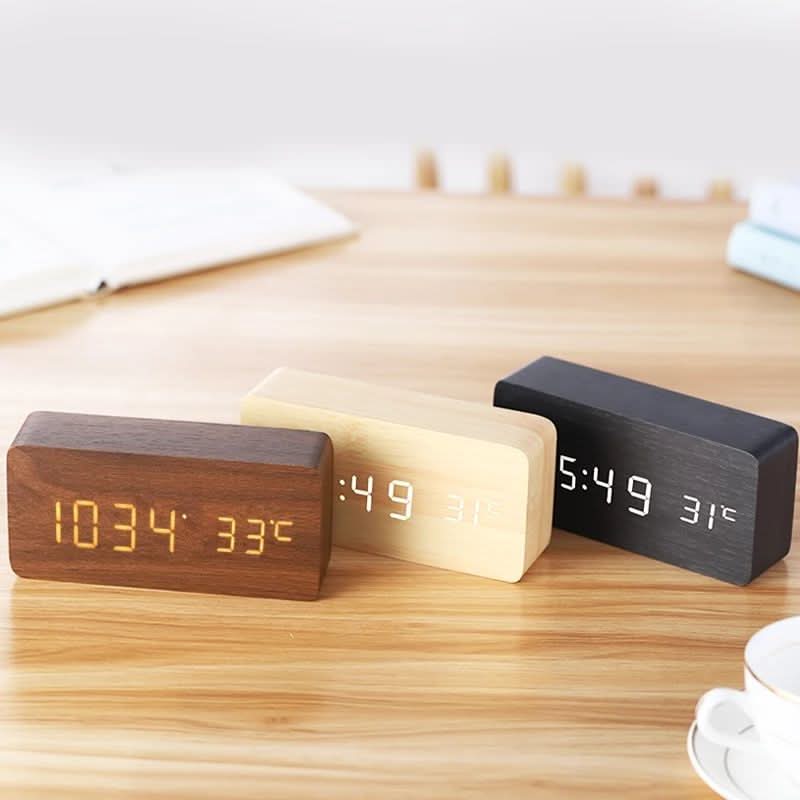 TIMBERGLOW LED Sveglia – Digitale e Stile in Design Naturale di Legno