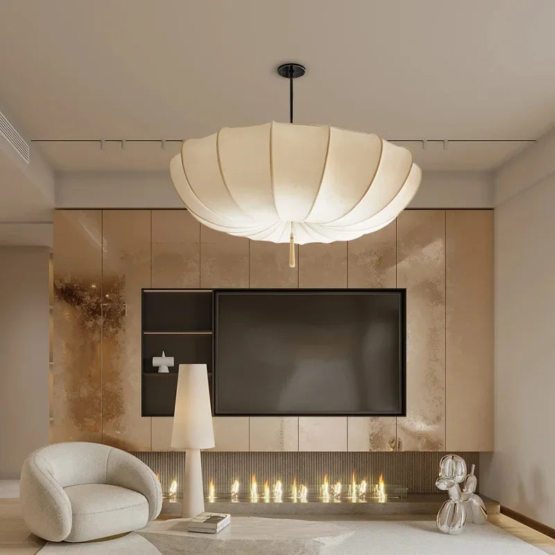 Lampadario Minimalista in Tessuto Nordic Wabi-Sabi