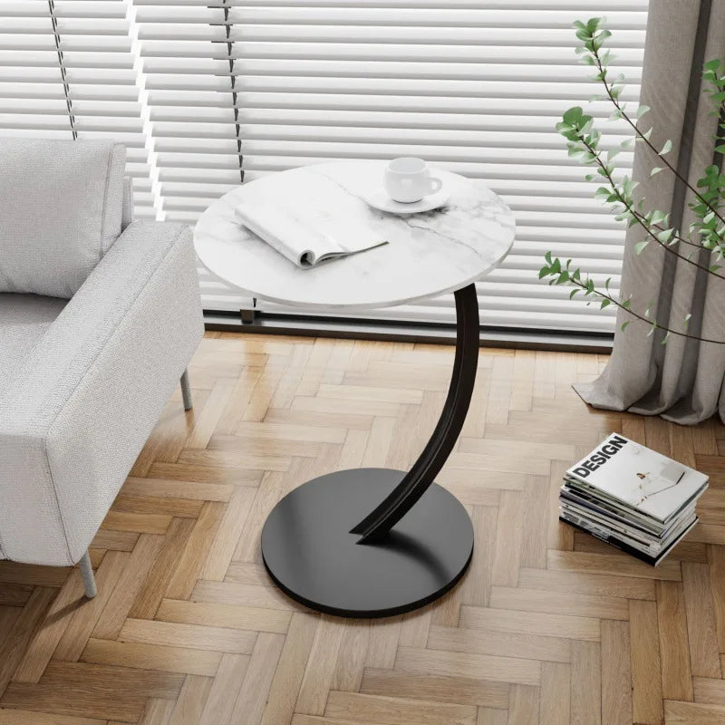 Tavolino Rotondo Compatto per Soggiorno e Camera da Letto con Struttura Stabile
