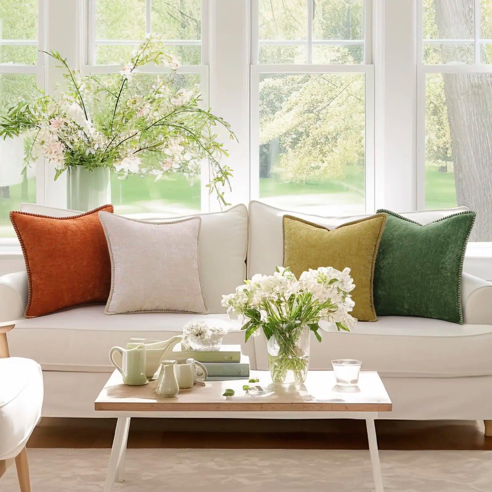 Liorenn - Fodera per Cuscini in Chenille con Bordo Cucito