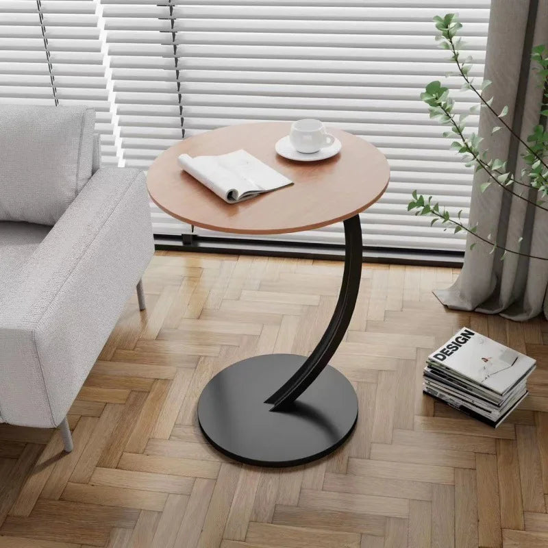 Tavolino Rotondo Compatto per Soggiorno e Camera da Letto con Struttura Stabile