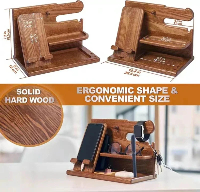 Tre Nattbord Telefon Dockingstasjon – Regal Multifunzionale per Portafoglio, Orologio e Conservazione, Ideale per San Valentino
