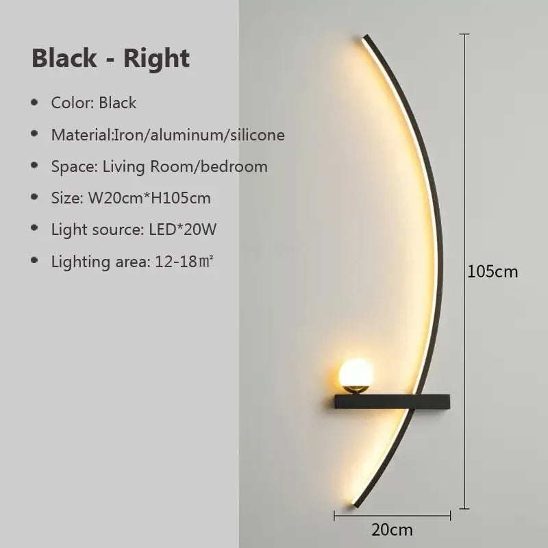 Lampada da Parete Contemporanea Edge – Nera & Oro Illuminazione Interna/Esterni per Stanze Moderne