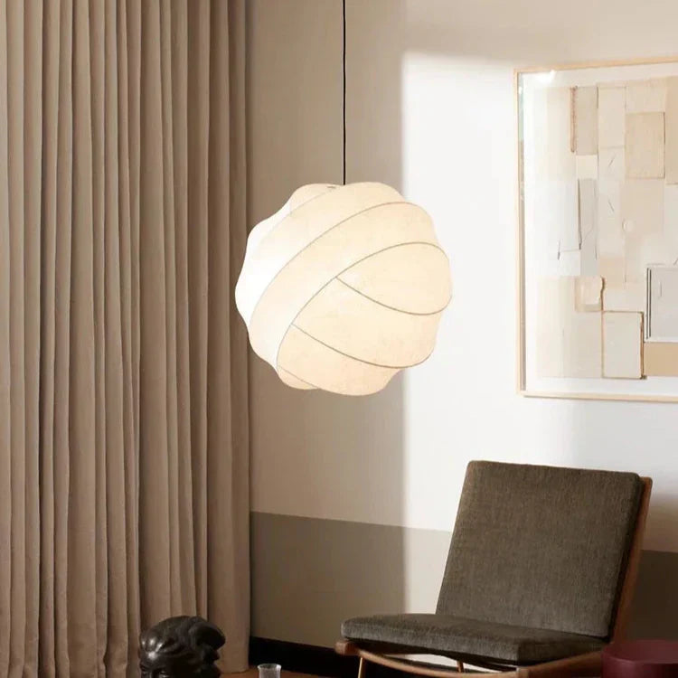 Lampada a sospensione in seta Wabi Sabi giapponese per interni moderni