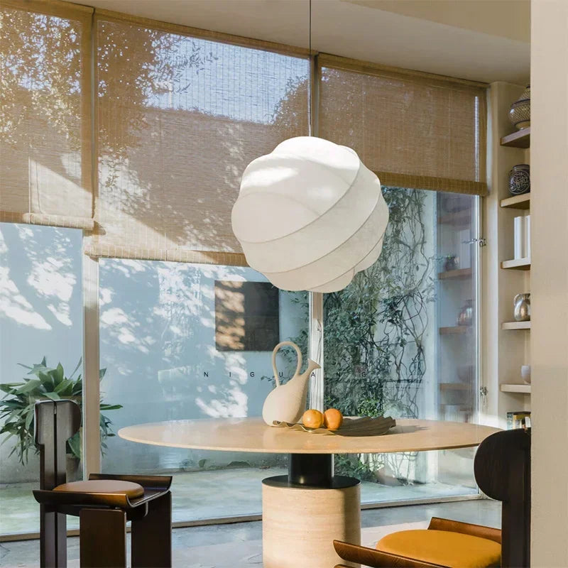 Lampada a sospensione in seta Wabi Sabi giapponese per interni moderni